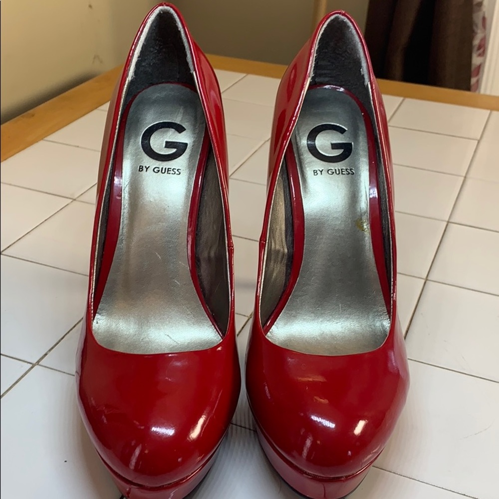Sexy red patent leather platforms